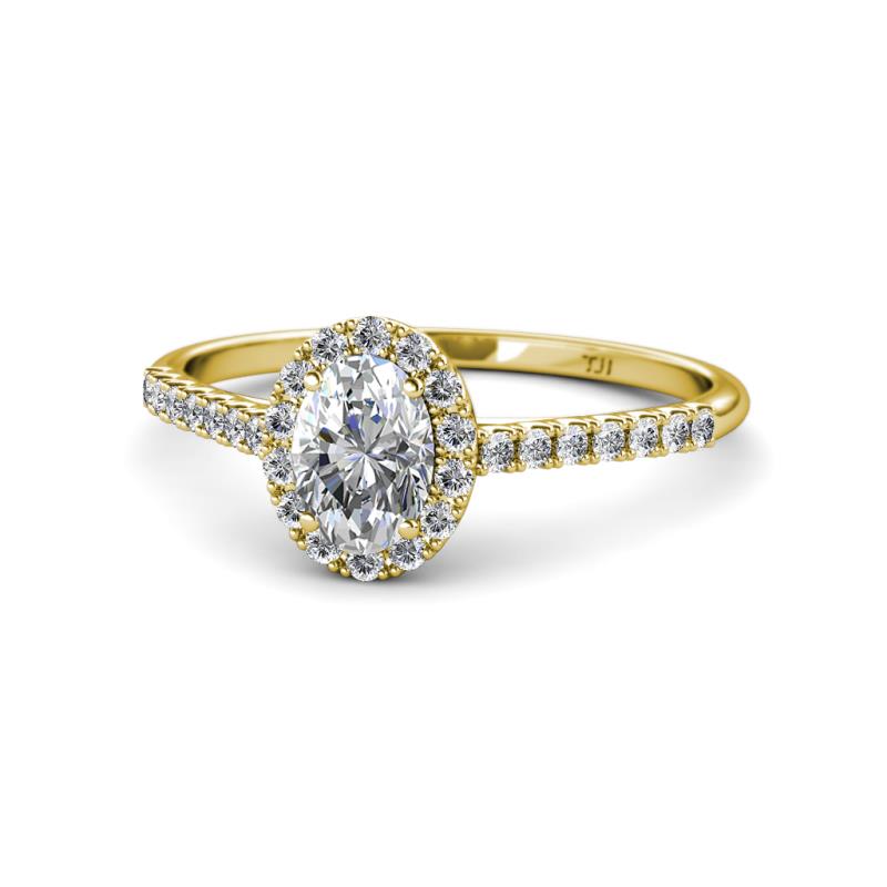 Marnie Desire 1.22 ctw (7x5 mm) IGI Certified Oval Cut Lab Grown Diamond (VS1/F) and Natural Round Diamond Halo Engagement Ring 