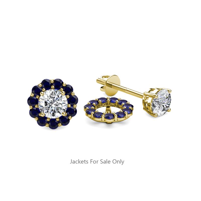 Serena 0.57 ctw (2.00 mm) Round Blue Sapphire Jackets Earrings 