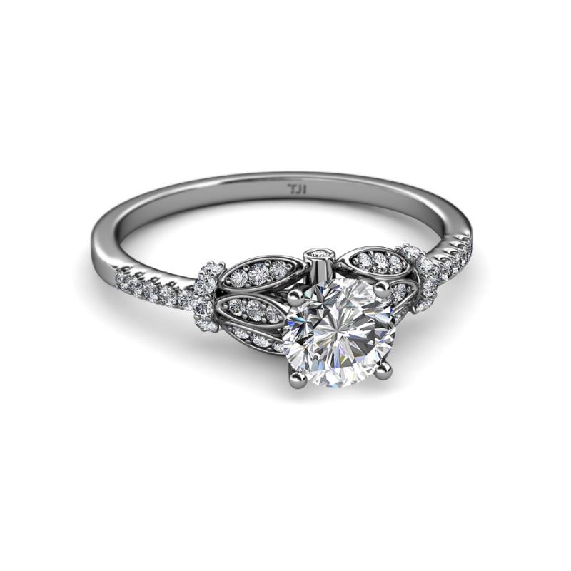 Katelle Desire 1.28 ctw (6.5 mm) IGI Certified Round Lab Grown Diamond (VS1/F) and Round Natural Diamond Engagement Ring 