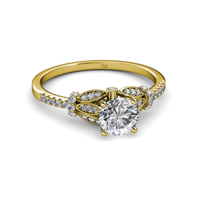 Katelle Desire 1.28 ctw (6.5 mm) IGI Certified Round Lab Grown Diamond (VS1/F) and Round Natural Diamond Engagement Ring 