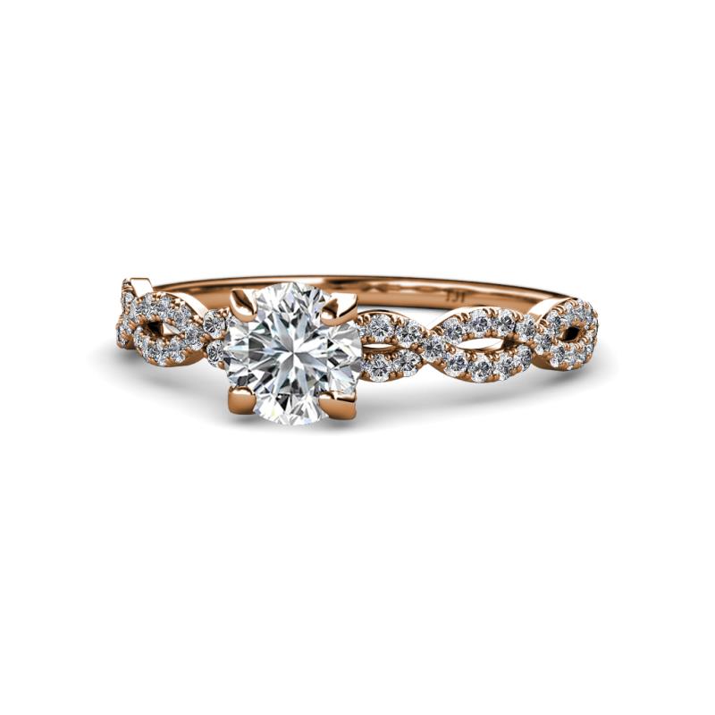 Milena Desire 1.63 ctw (6.5 mm) IGI Certified Round Lab Grown Diamond (VS1/F) and Round Natural Diamond Engagement Ring 