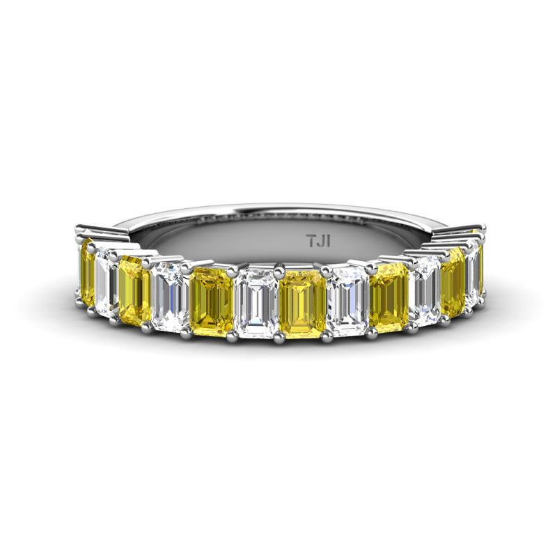 Alaya 4.55 ctw (5x3 mm) Emerald Cut Yellow Sapphire and Lab Grown Diamond 14 Stone Wedding Band 