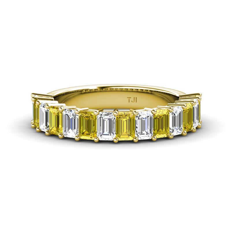 Alaya 4.55 ctw (5x3 mm) Emerald Cut Yellow Sapphire and Lab Grown Diamond 14 Stone Wedding Band 