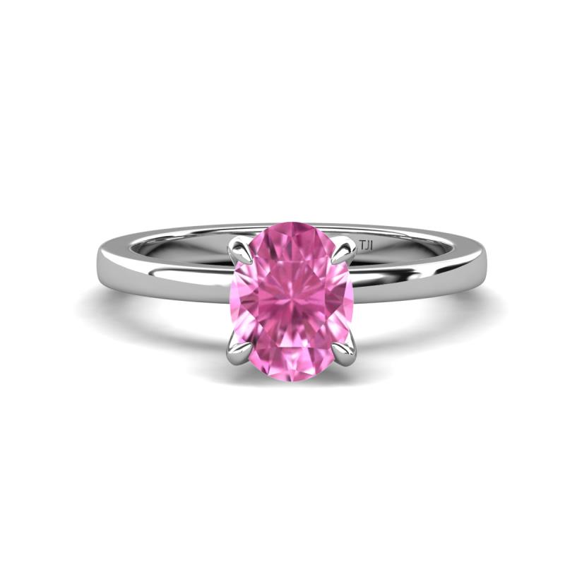 Jenna 1.95 ct (9x7 mm) Oval Cut Lab Created Pink Sapphire Solitaire Engagement Ring 