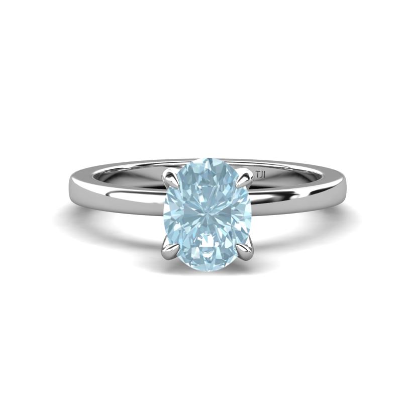 Jenna 1.75 ct (9x7 mm) Oval Cut Aquamarine Solitaire Engagement Ring 