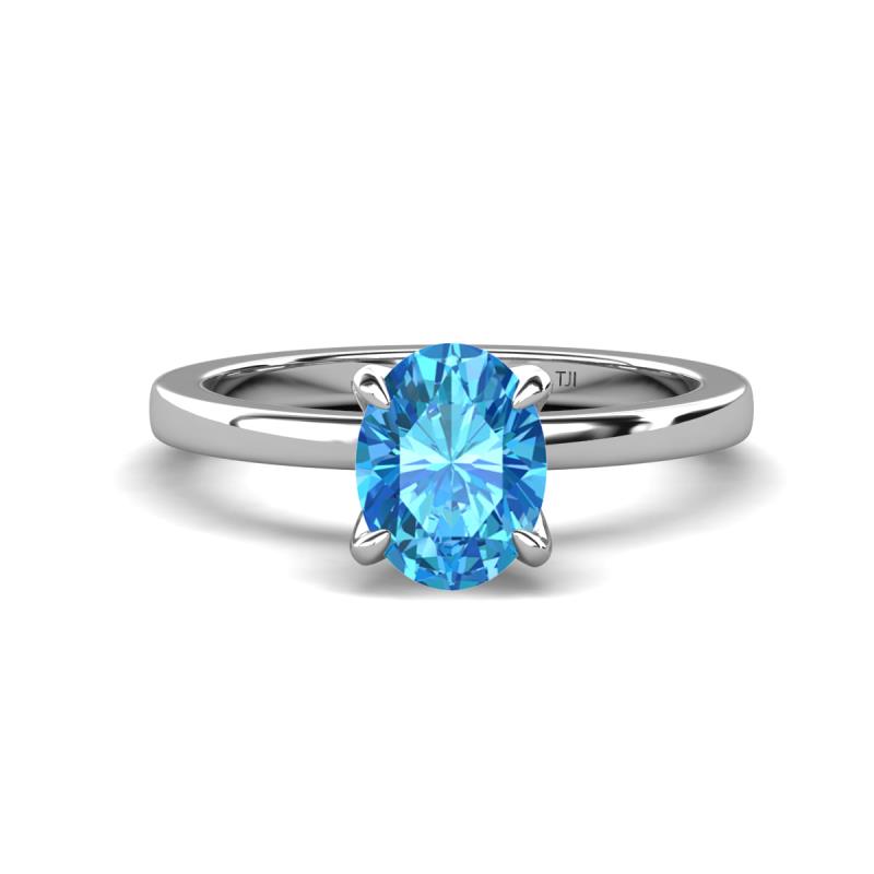 Jenna 2.40 ct (9x7 mm) Oval Cut Blue Topaz Solitaire Engagement Ring 