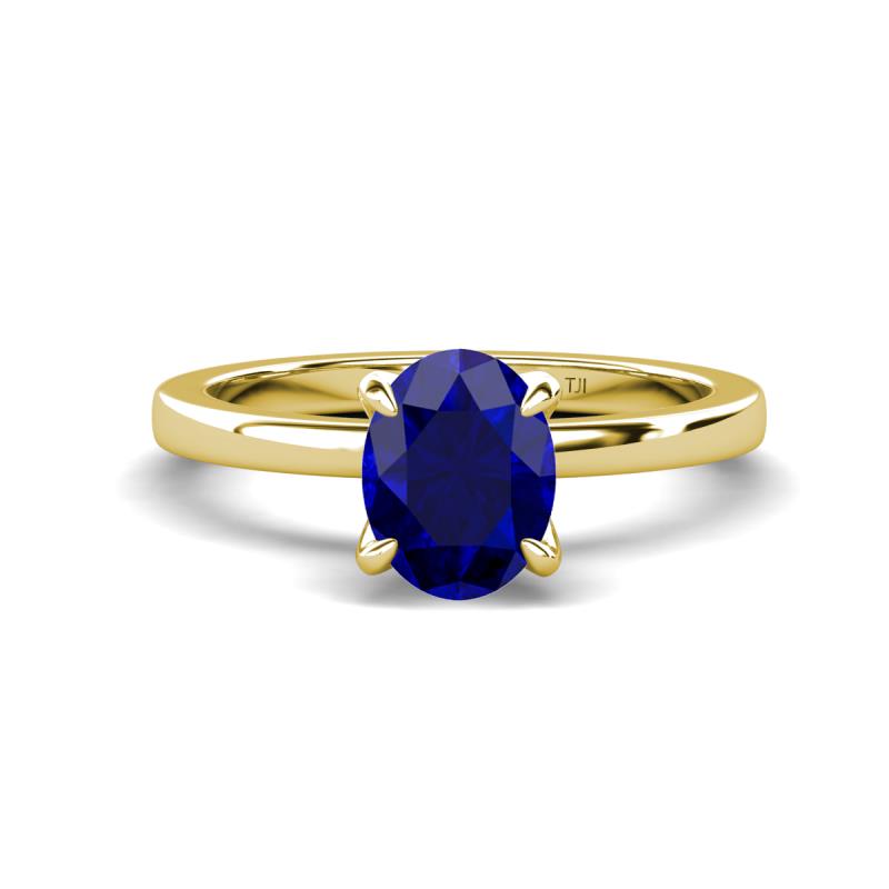 Jenna 2.20 ct (9x7 mm) Oval Cut Lab Created Blue Sapphire Solitaire Engagement Ring 