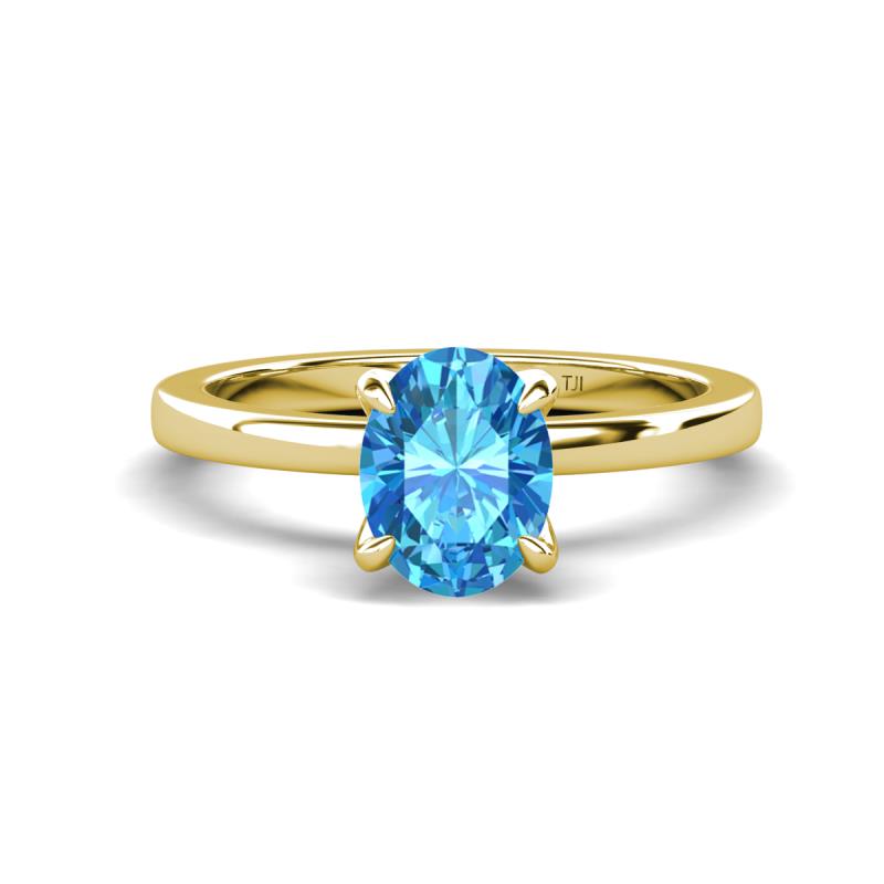 Jenna 2.40 ct (9x7 mm) Oval Cut Blue Topaz Solitaire Engagement Ring 