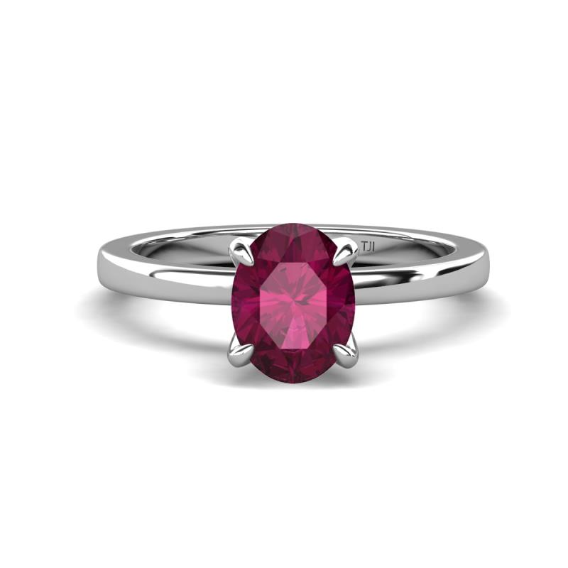 Jenna 2.30 ct (9x7 mm) Oval Cut Rhodolite Garnet Solitaire Engagement Ring 