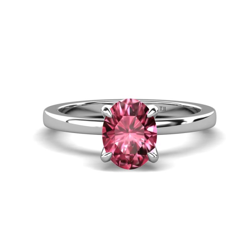 Jenna 1.61 ct (9x7 mm) Oval Cut Pink Tourmaline Solitaire Engagement Ring 