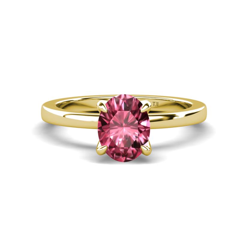 Jenna 1.61 ct (9x7 mm) Oval Cut Pink Tourmaline Solitaire Engagement Ring 
