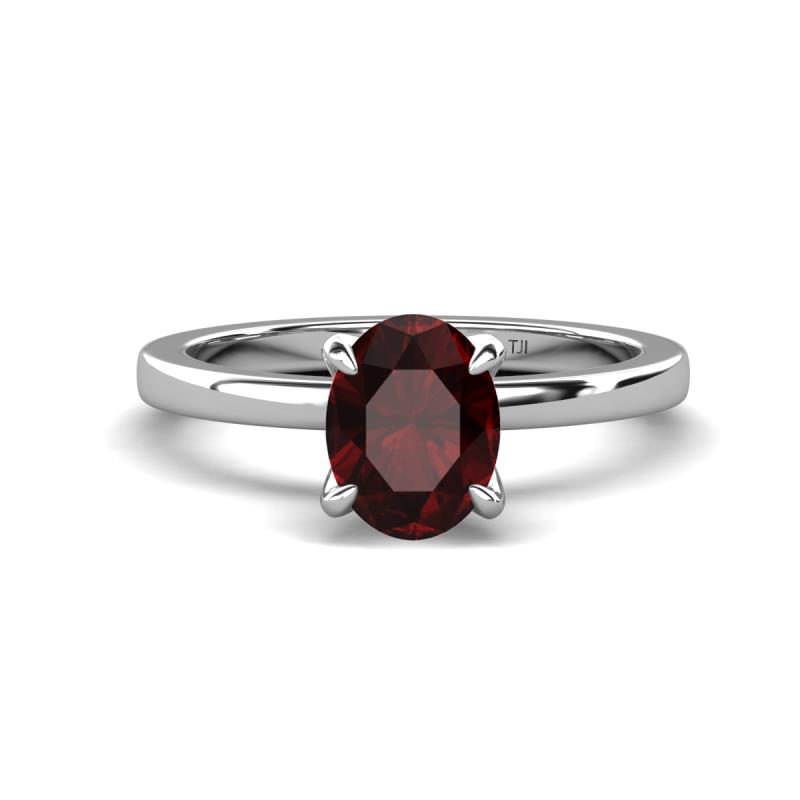 Jenna 2.20 ct (9x7 mm) Oval Cut Red Garnet Solitaire Engagement Ring 