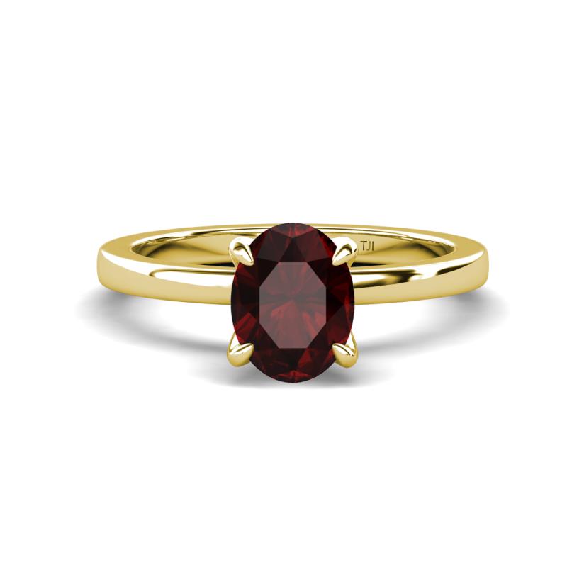 Jenna 2.20 ct (9x7 mm) Oval Cut Red Garnet Solitaire Engagement Ring 