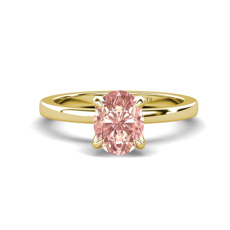 Jenna 1.61 ct (9x7 mm) Oval Cut Morganite Solitaire Engagement Ring 