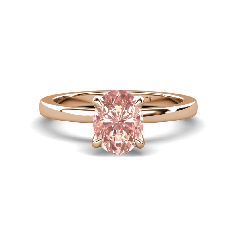 Jenna 1.61 ct (9x7 mm) Oval Cut Morganite Solitaire Engagement Ring 