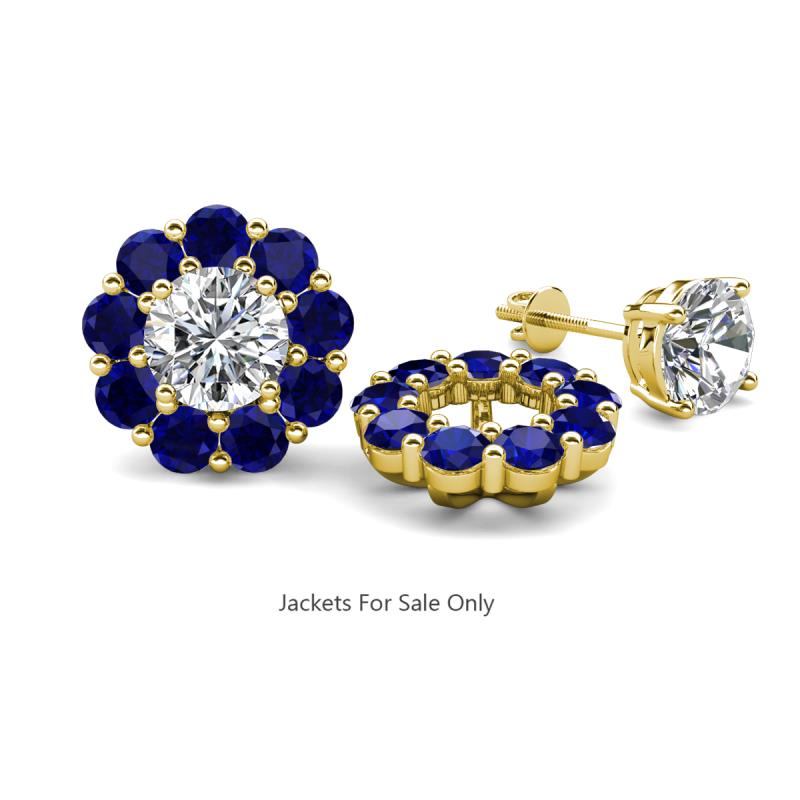 Serena 1.89 ctw (3.00 mm) Round Blue Sapphire Jackets Earrings 
