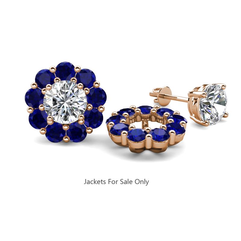 Serena 1.89 ctw (3.00 mm) Round Blue Sapphire Jackets Earrings 