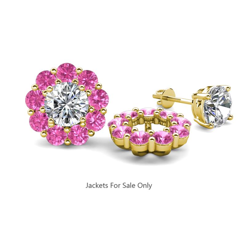 Serena 3.06 ctw (3.00 mm) Round Pink Sapphire Jackets Earrings 