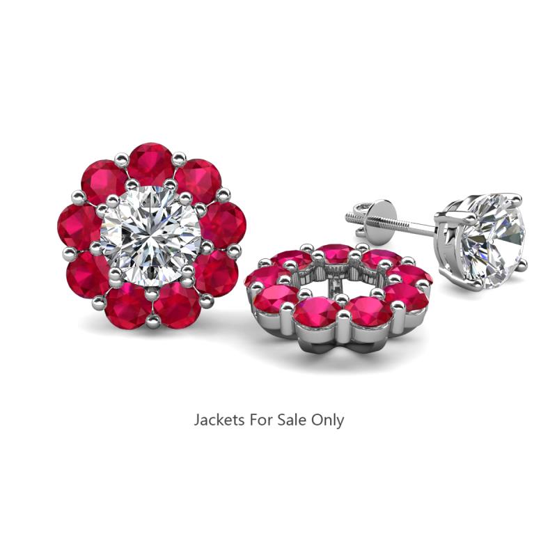 Serena 1.89 ctw (3.00 mm) Round Ruby Jackets Earrings 