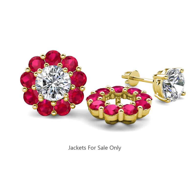 Serena 1.89 ctw (3.00 mm) Round Ruby Jackets Earrings 