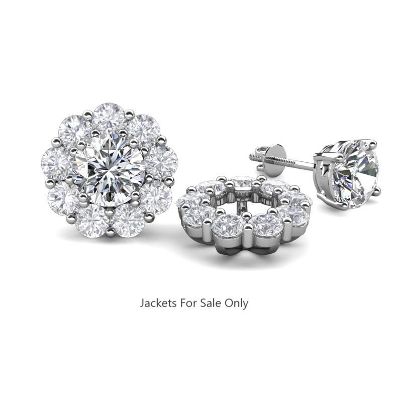 Serena 3.06 ctw (3.00 mm) Round White Sapphire Jackets Earrings 