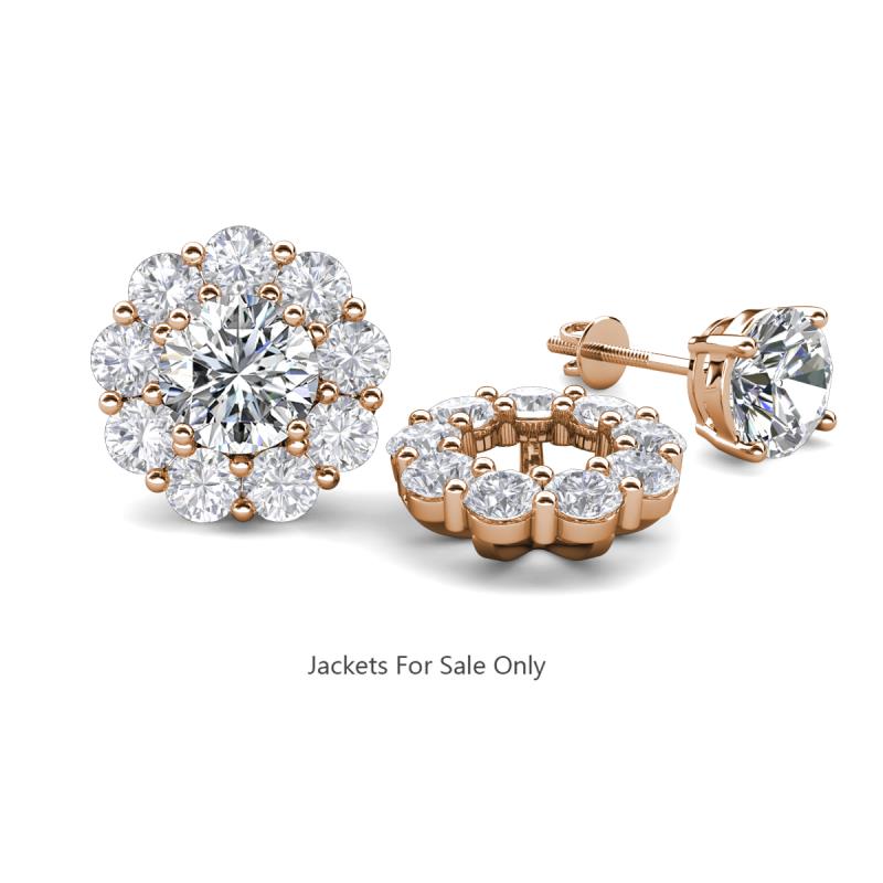 Serena 3.06 ctw (3.00 mm) Round White Sapphire Jackets Earrings 