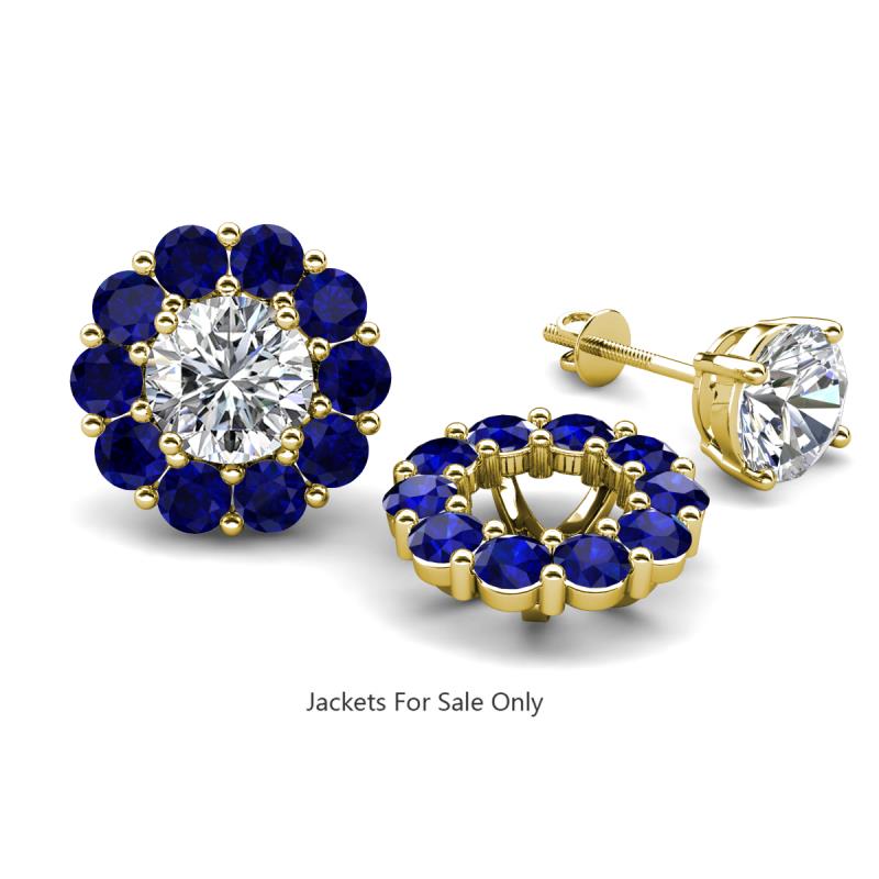 Serena 2.10 ctw (3.00 mm) Round Blue Sapphire Jackets Earrings 