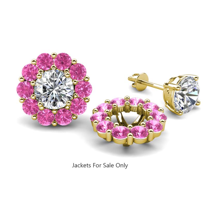 Serena 3.40 ctw (3.00 mm) Round Pink Sapphire Jackets Earrings 