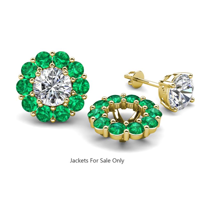 Serena 1.60 ctw (3.00 mm) Round Emerald Jackets Earrings 