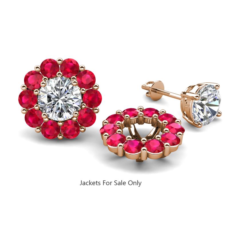 Serena 2.10 ctw (3.00 mm) Round Ruby Jackets Earrings 