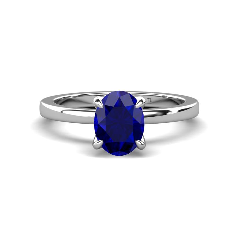 Jenna 2.20 ct (9x7 mm) Oval Cut Lab Created Blue Sapphire Solitaire Engagement Ring 