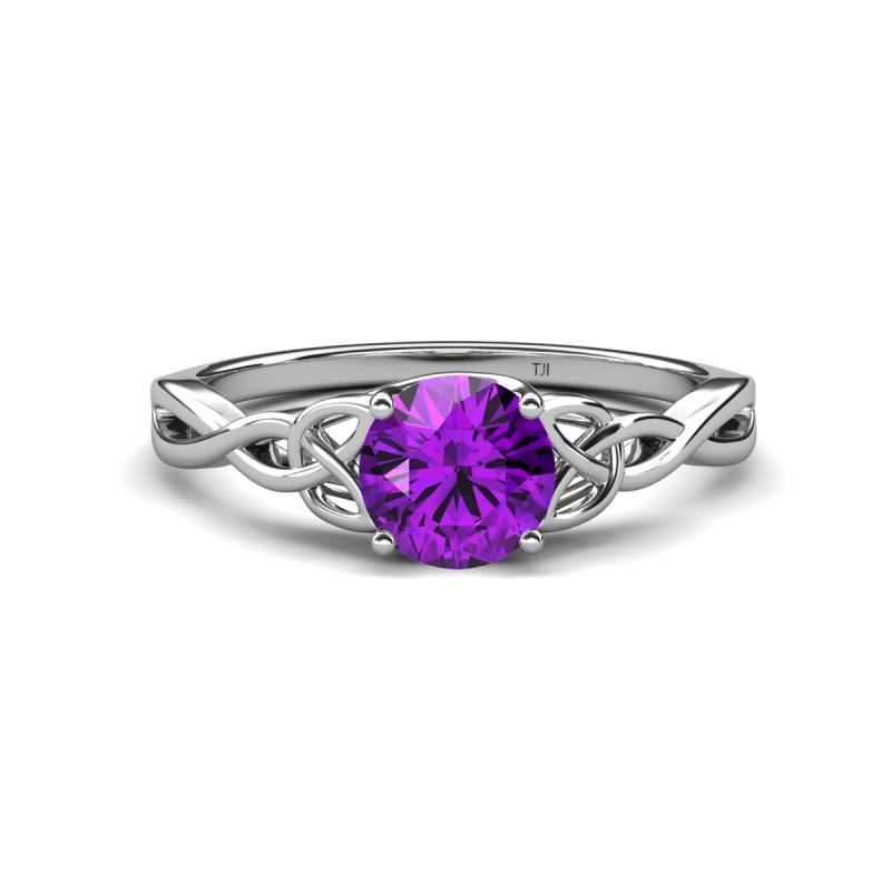 Maeve 0.87 ct (6.50 mm) Round Amethyst Entwined Celtic Love Knot Engagement Ring 