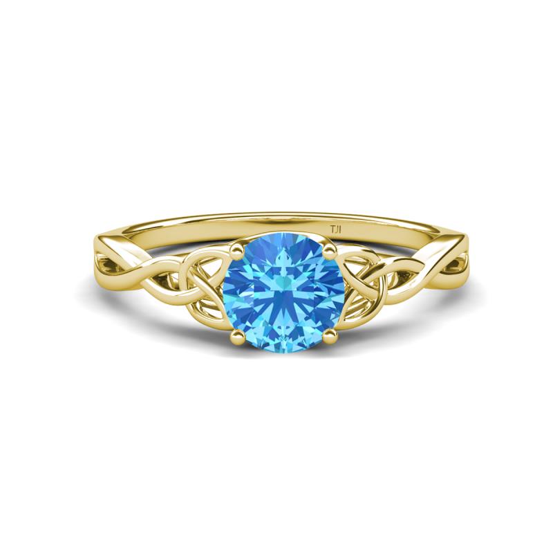 Maeve 0.95 ct (6.50 mm) Round Blue Topaz Entwined Celtic Love Knot Engagement Ring 