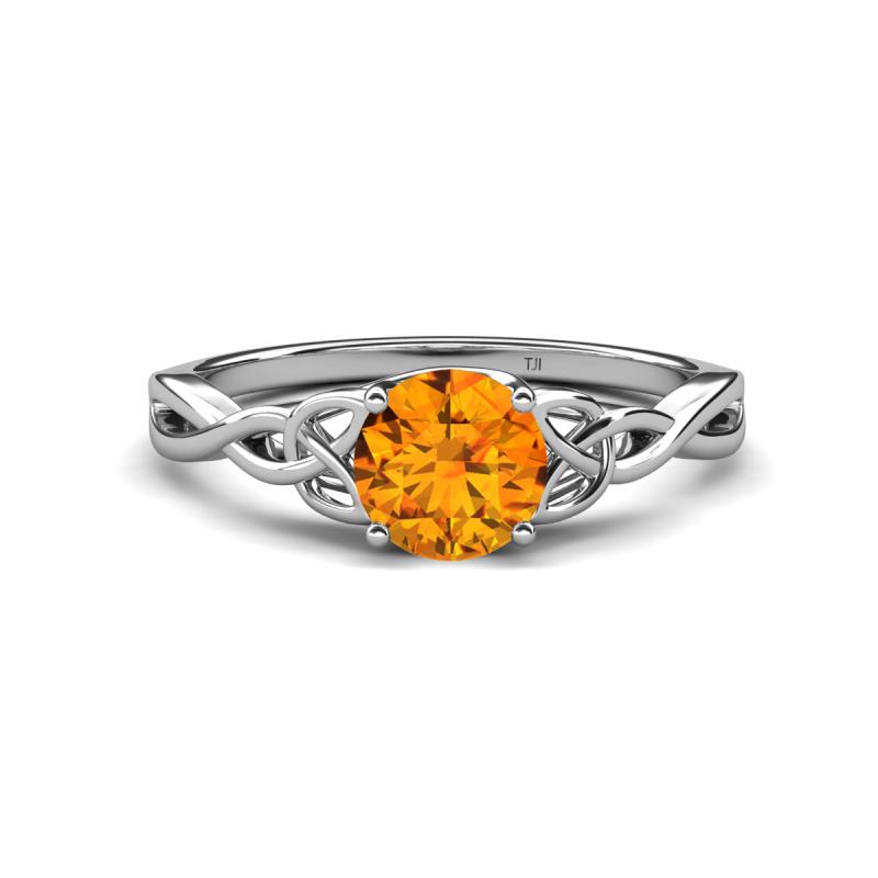 Maeve 0.87 ct (6.50 mm) Round Citrine Entwined Celtic Love Knot Engagement Ring 