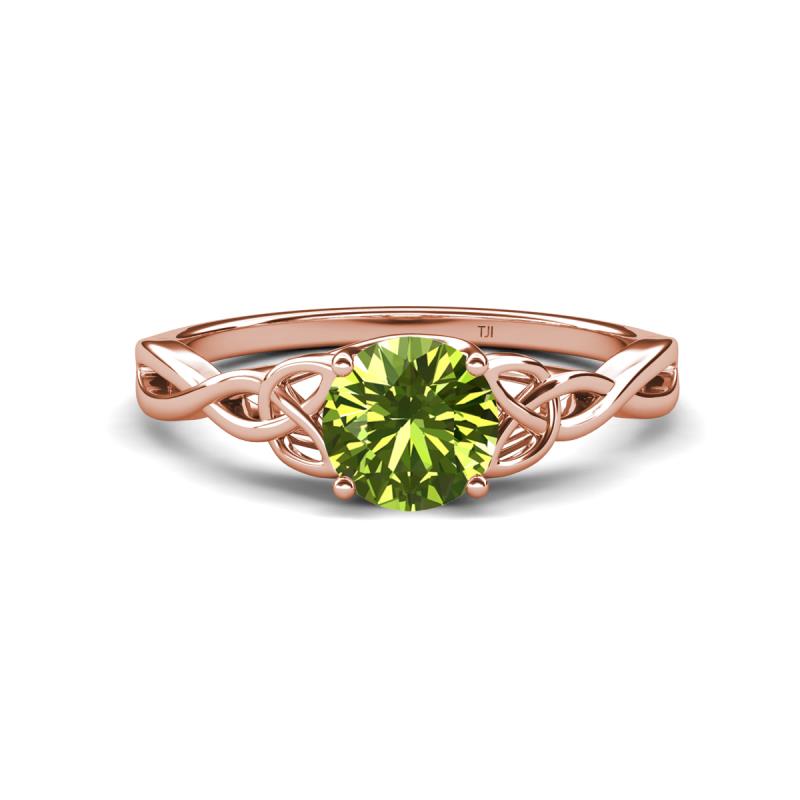 Maeve 1.10 ct (6.50 mm) Round Peridot Entwined Celtic Love Knot Engagement Ring 