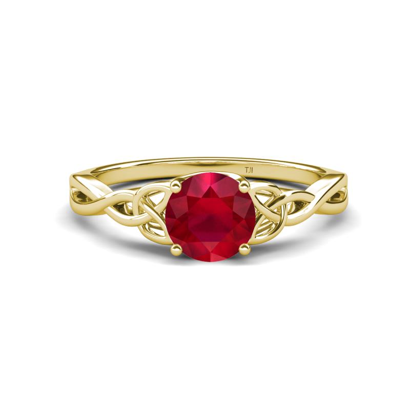 Maeve 0.95 ct (6.00 mm) Round Ruby Entwined Celtic Love Knot Engagement Ring 