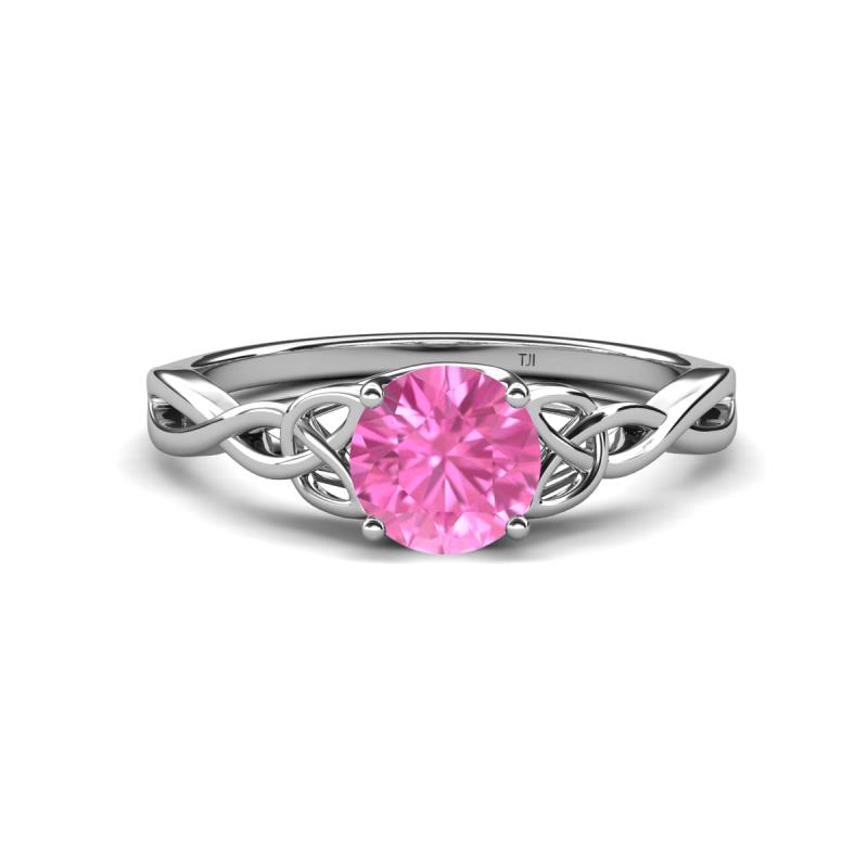 Maeve 0.95 ct (6.00 mm) Round Pink Sapphire Entwined Celtic Love Knot Engagement Ring 
