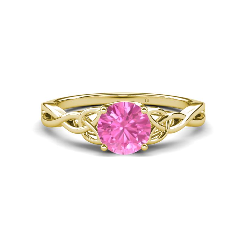 Maeve 0.95 ct (6.00 mm) Round Pink Sapphire Entwined Celtic Love Knot Engagement Ring 