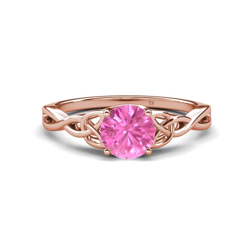 Maeve 0.95 ct (6.00 mm) Round Pink Sapphire Entwined Celtic Love Knot Engagement Ring 