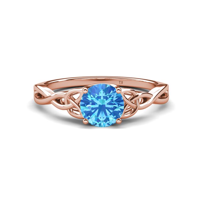 Maeve 0.95 ct (6.50 mm) Round Blue Topaz Entwined Celtic Love Knot Engagement Ring 