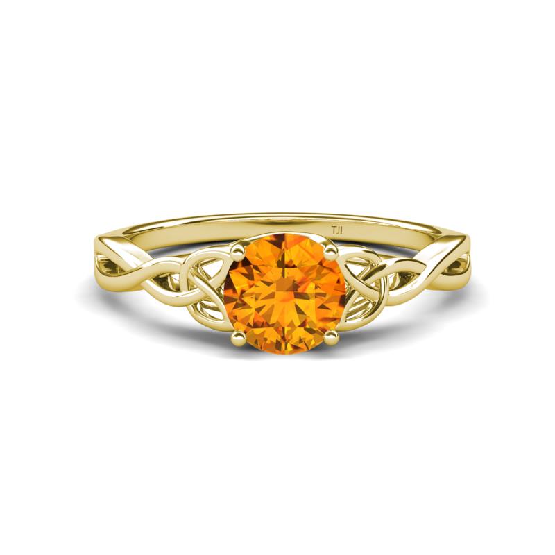 Maeve 0.87 ct (6.50 mm) Round Citrine Entwined Celtic Love Knot Engagement Ring 