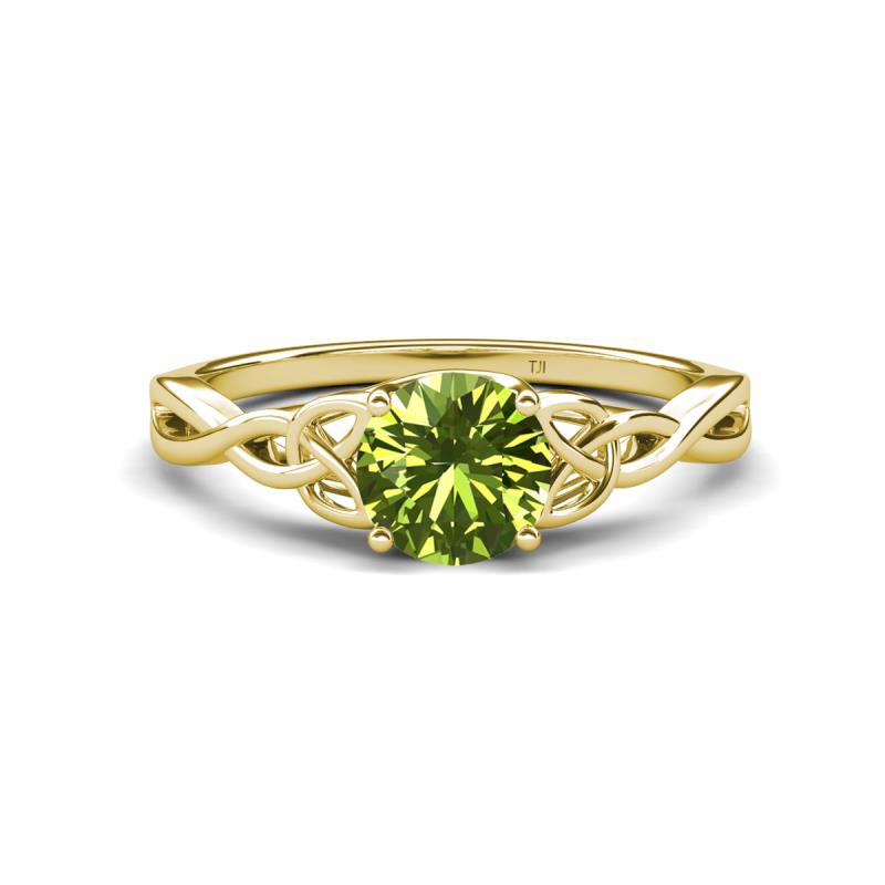Maeve 1.10 ct (6.50 mm) Round Peridot Entwined Celtic Love Knot Engagement Ring 