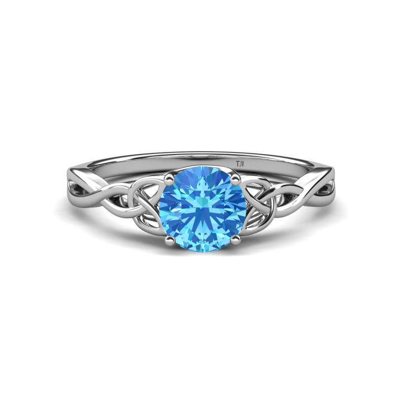 Maeve 0.95 ct (6.50 mm) Round Blue Topaz Entwined Celtic Love Knot Engagement Ring 
