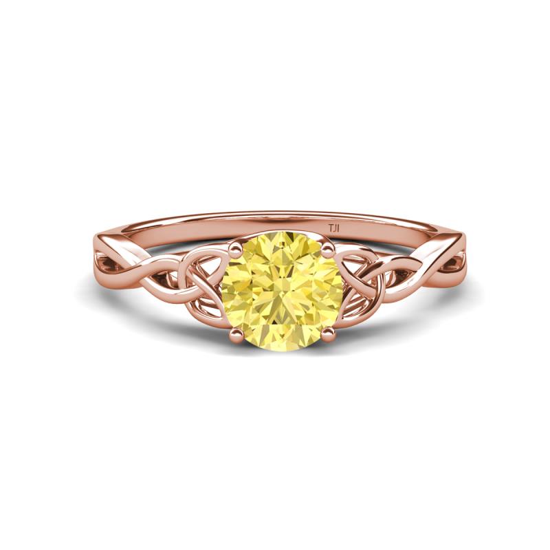Maeve 0.95 ct (6.00 mm) Round Yellow Sapphire Entwined Celtic Love Knot Engagement Ring 