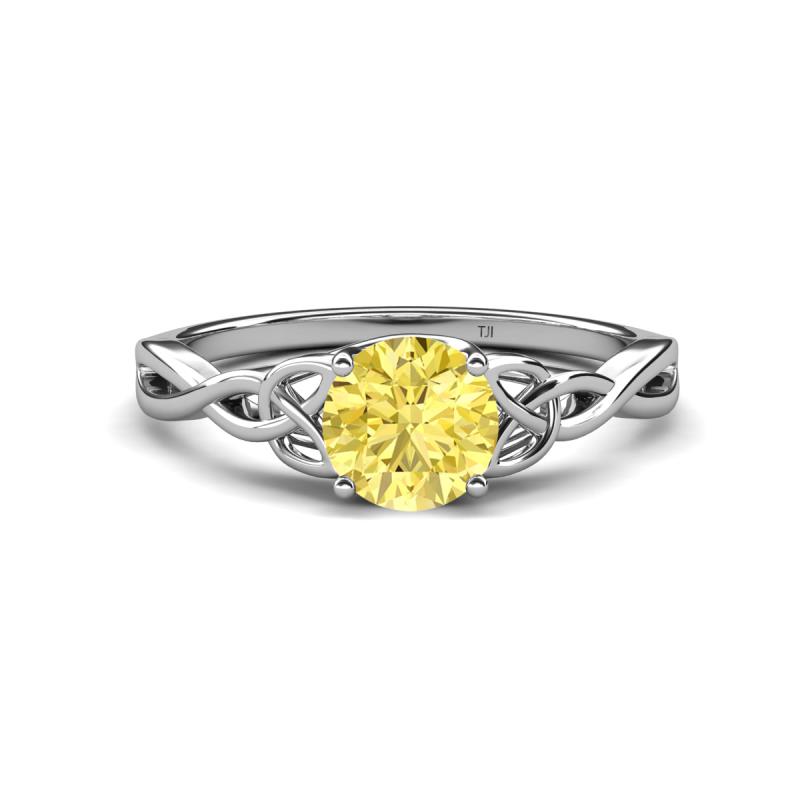 Maeve 0.95 ct (6.00 mm) Round Yellow Sapphire Entwined Celtic Love Knot Engagement Ring 