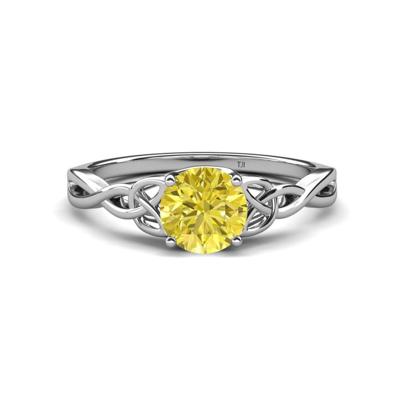 Maeve 0.80 ct (6.00 mm) Round Yellow Diamond Entwined Celtic Love Knot Engagement Ring 