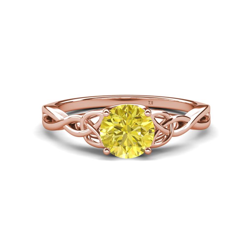 Maeve 0.80 ct (6.00 mm) Round Yellow Diamond Entwined Celtic Love Knot Engagement Ring 