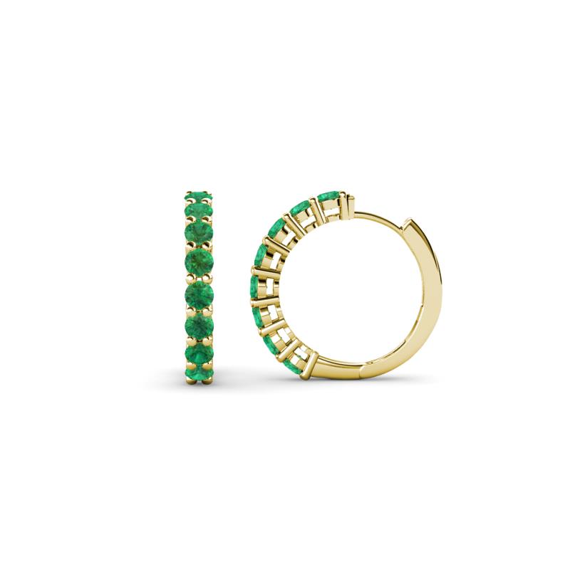 Raya Round Emerald Hoop Earrings 