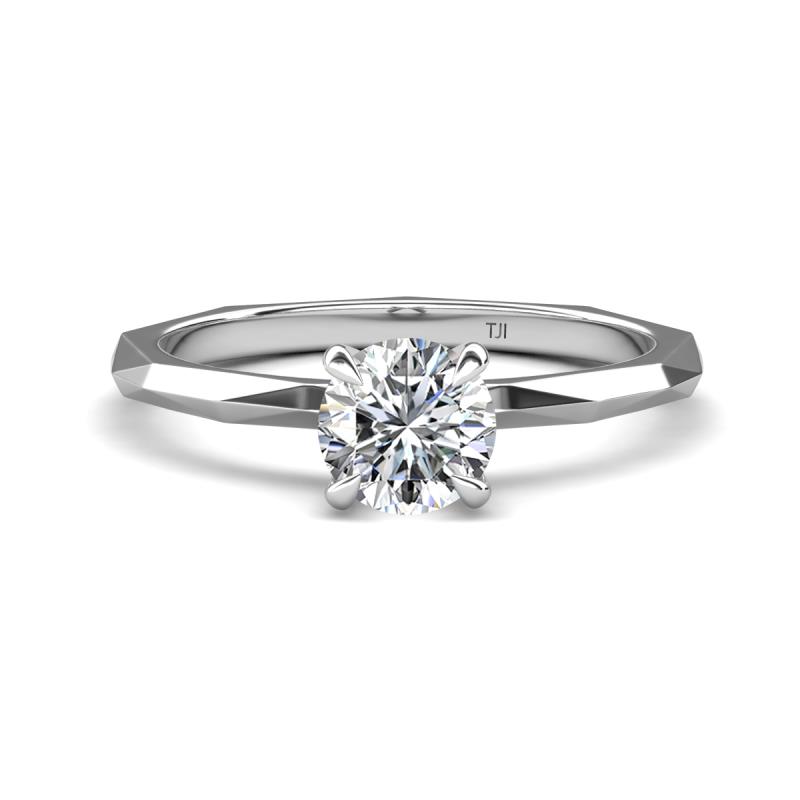 Kiona 1.00 ctw (6.50 mm) IGI Certified Round Lab Grown Diamond (VS1/F) Square Edge Shank Solitaire Engagement Ring 