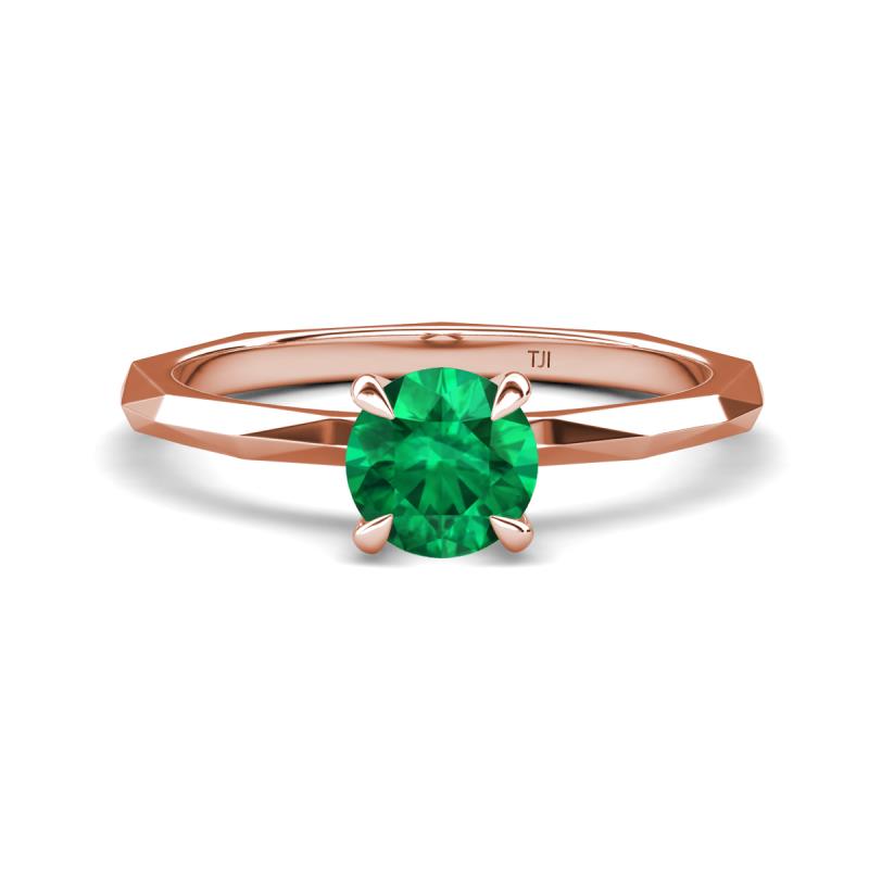 Kiona 0.72 ctw (6.00 mm) Round Emerald Square Edge Shank Solitaire Engagement Ring 